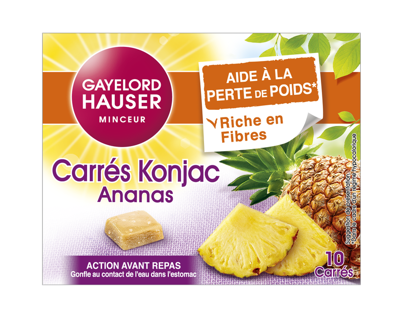 Carrés Konjac Ananas - Produit diététique pour régime - coupe faim